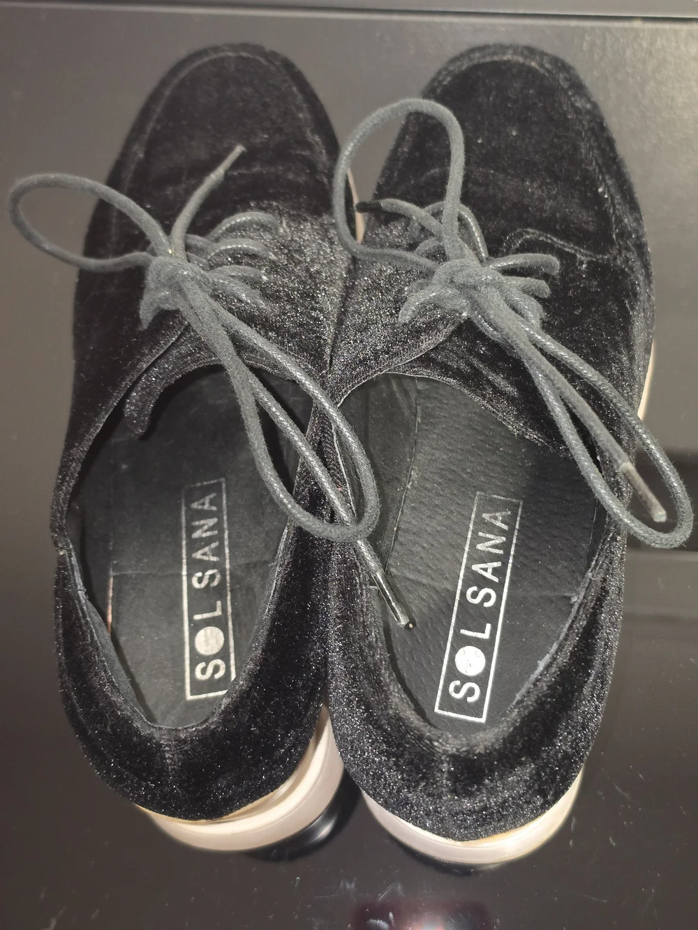 Sol Sana Megan Platform Wedge Women's Velvet Lace Up Oxfords Size 8 1/2